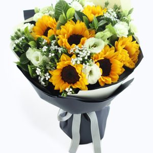 6 stems sunflower 6 stems lisianthus