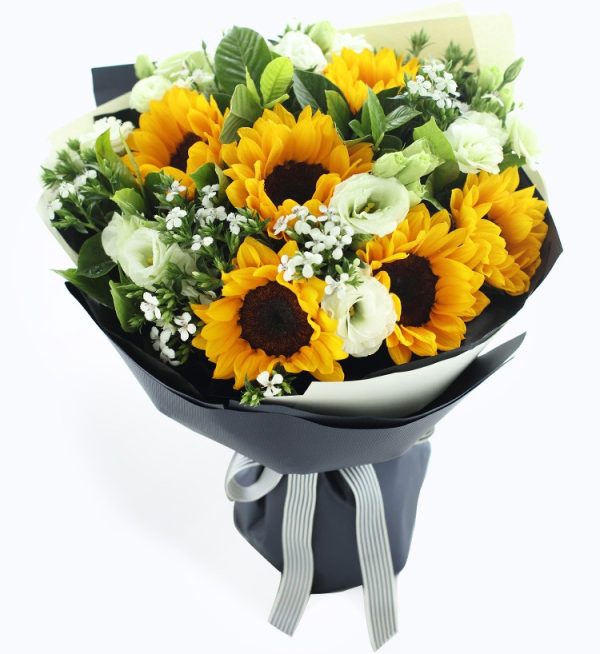 6 stems sunflower 6 stems lisianthus