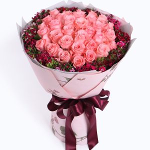 33 roses (optional red, pink, purple roses)