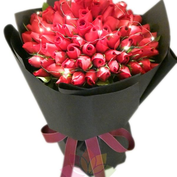 Christmas Sparkling Bouquet: Send Wife Wedding Anniversary Bouquet-LED101 Roses Bouquet