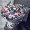 Meiman (5 stems imported pink peony, blue hydrangea, pink for brocade, white rice, alexandrite beads, powder snow, high hemp, eucalyptus)