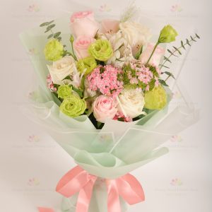 Declaration of love (white rose, pink rose) (imported rose)