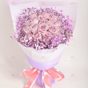 Romantic and sincere (18 imported purple roses) (optional red, pink, purple roses)